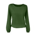 thumbnail image 5 of Tqcoqu Long Sleeve Shirts for Women 2026 Fashion Fall Ruffle Bubble Sleeve Casual Loose Blouses,Green Women's S-XXL, 5 of 5