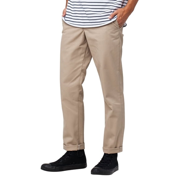 Dickies Men's Slim Tapered Work Pants – Stretch Twill, Wrinkle-Resistant, Lightweight Chinos for Office & Jobsite, Desert Sand, 36W x 30L