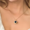 thumbnail image 3 of Gem Stone King 18K Yellow Gold Plated Silver Pendant with Chain Oval Blue Sapphire and Moissanite (4.82 Cttw), 3 of 3