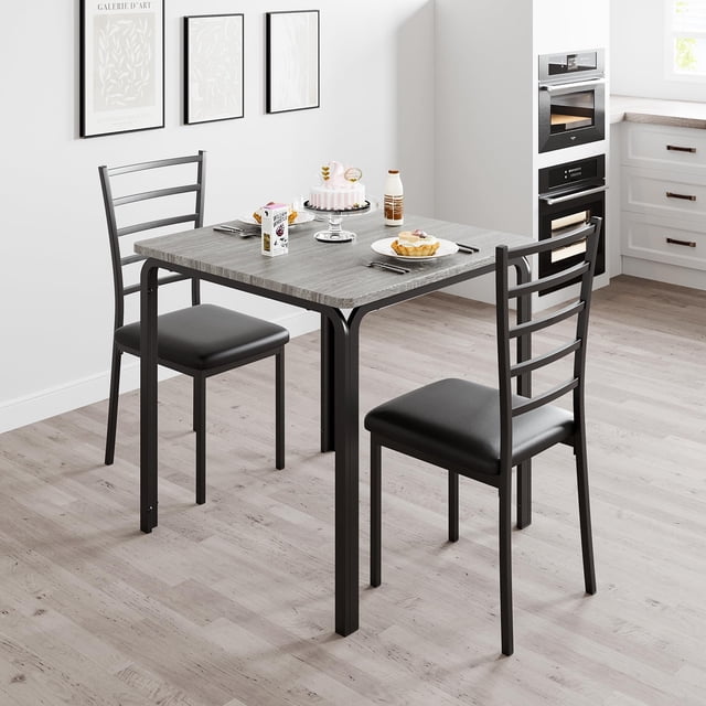 QinaQin Double Dining Table and Chair Set Features a Square Table and Two Chairs, Saving Space and Perfect for Small Kitchens, Dining Rooms, Apartments