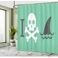 thumbnail image 5 of Ambesonne Green Shower Curtain, Skull Shark Marine Words, 69"Wx84"L, Green White, 5 of 5