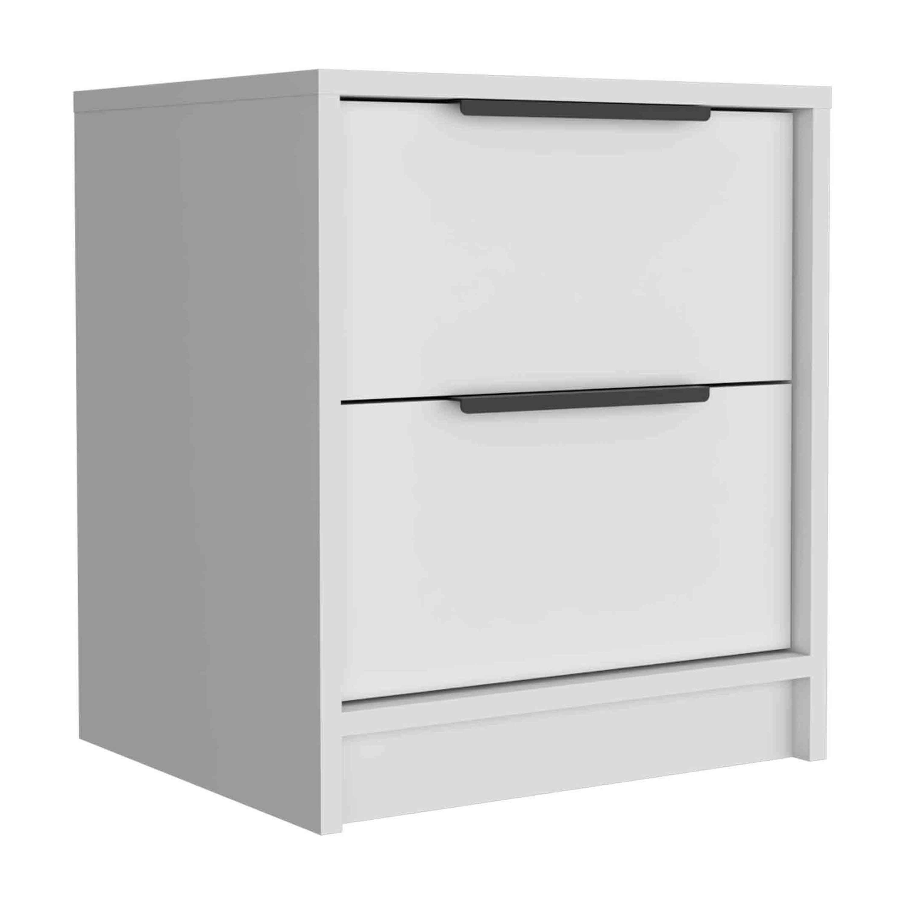Kaia Nightstand, End Table, Side Table Two Drawers, Metal Handle