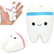 2pcs Cute Cartoon Tooth Pendant Squishy Toys Slow Rebound Stress Reliever Toys Slow Rising Jumbo Cute