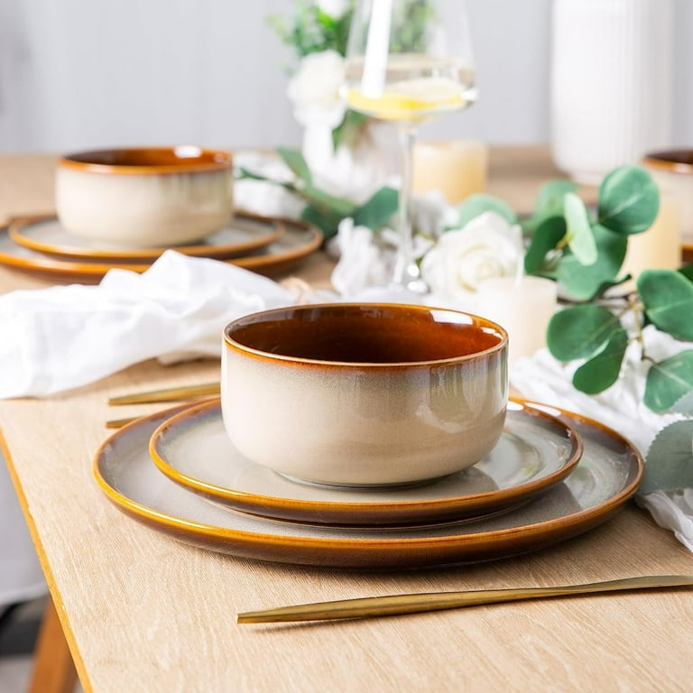 Ceramic Dinnerware Sets for 8,Stoneware Plates and Bowls Sets