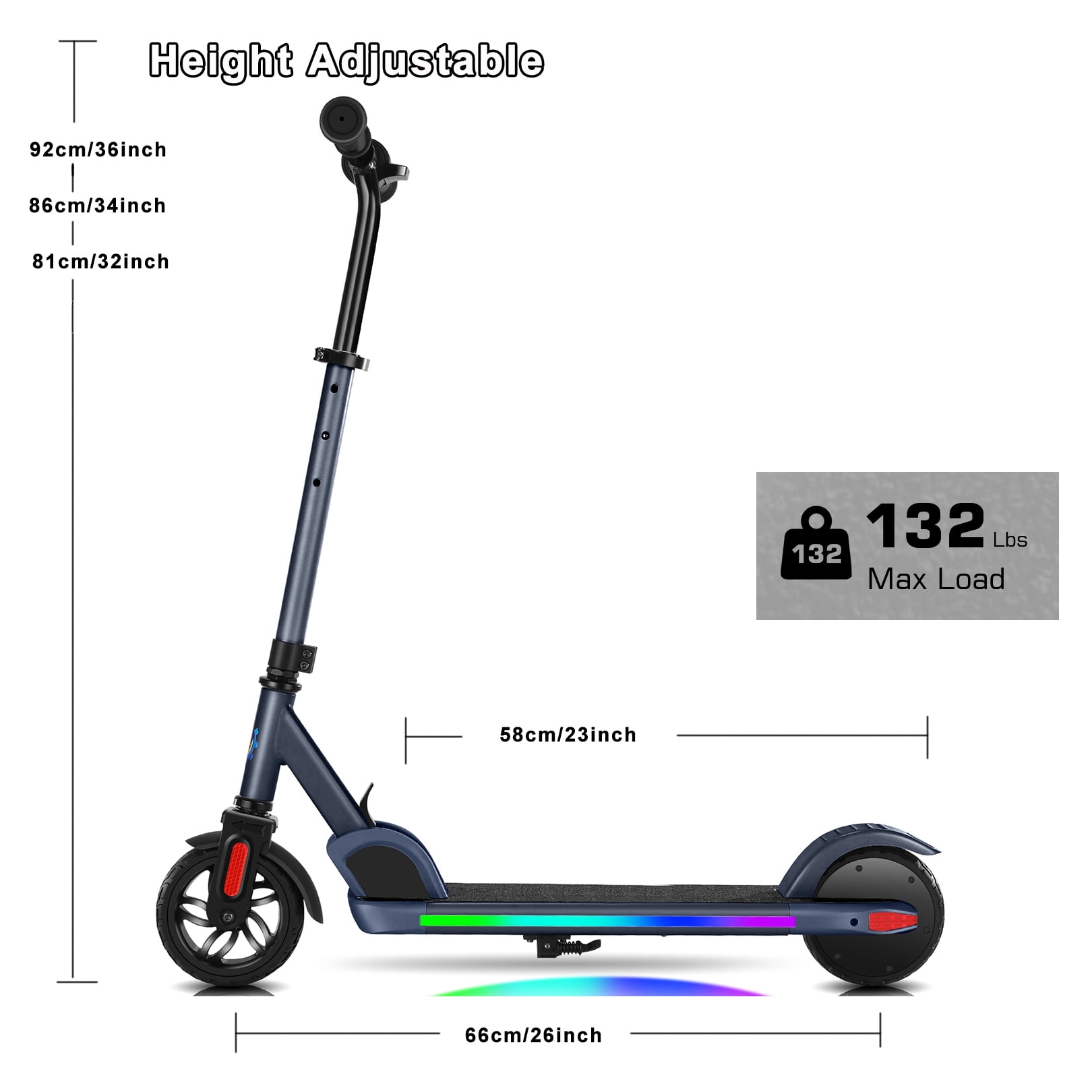 SANOPY Electric Scooter for Kids Ages 6-12, 150W Motor, 10 mph,Adjustable Speed & Height, Colorful Lights, LED Display, Foldable Kids Electric Scooter,UL2272 Certified