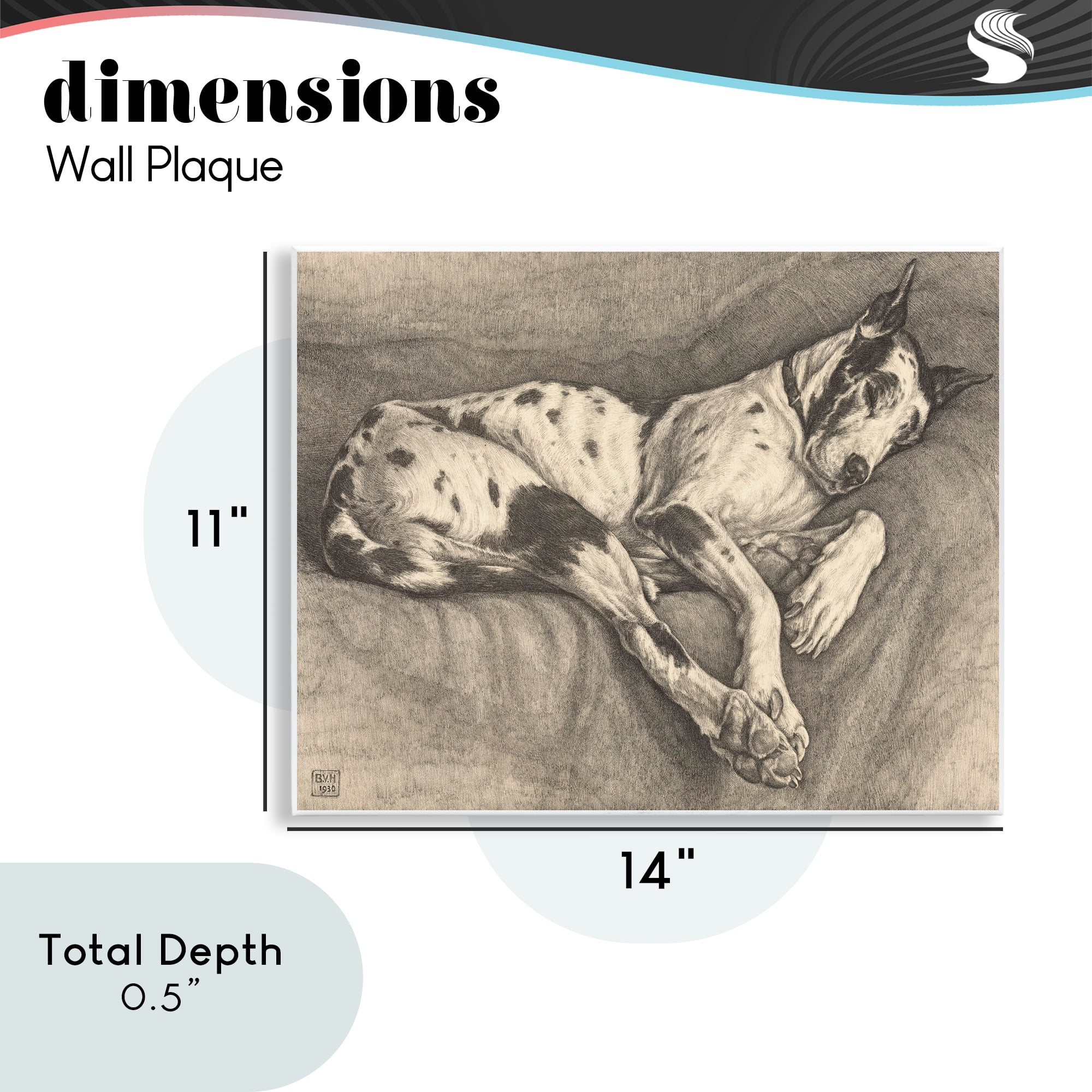 Stupell Industries Sleeping Hound Drawing Wall Plaque Art, design by Bertha Van Hasselt