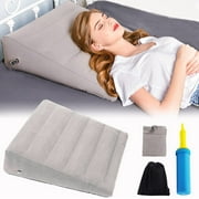 MYCLONG Inflatable Wedge Pillow - Lightweight & Portable Travel Wedge Pillow for Sleeping, Reading,Post Surgery&Leg Elevation - Triangle Pillow with Washable Cover Sleep Wedge Pillow (Grey)