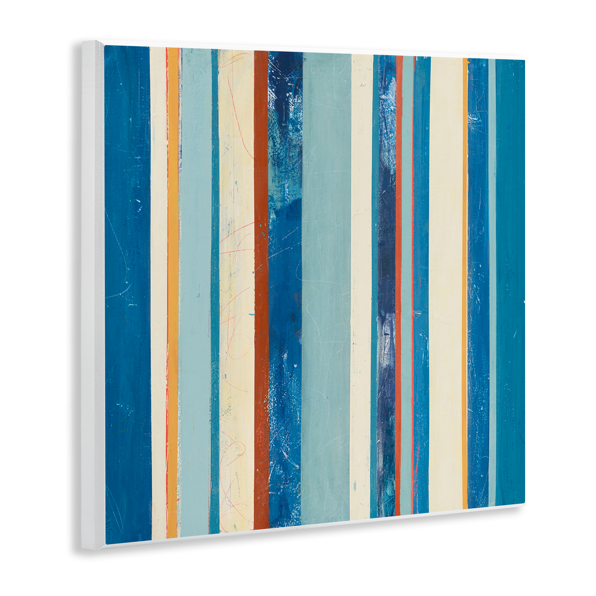 Stupell Industries Distressed Blue Stripes Abstract Painting Unframed Art Print Wall Art, 12 x 12