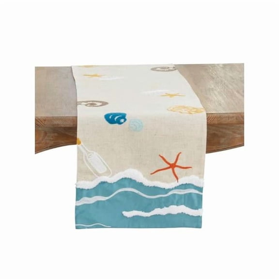 Saro Lifestyle 908.M1670B 70 x 16 in. Linen Blend Beach Rectangle Table Runner, Multi Color