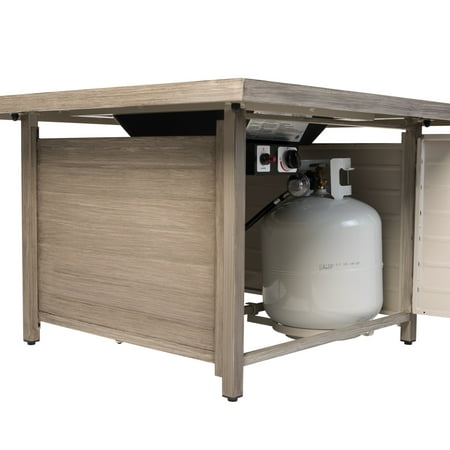 Fire Sense - Langhorne Square Aluminum LPG Fire Pit - Barnwood