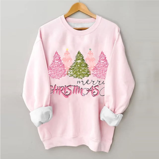 Aqestyerly Hauts de Noël Grande Taille pour Femmes Blouse à Manches Longues Imprimée de Noël Col Rond Tunique Décontractée