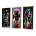 thumbnail image 3 of Designart "Dachshund in Rainbow Designer Sweater IV" Animals Dog Daschund Framed Wall Art Set Of 3 - Multicolor Dog Daschund Frame Gallery Wall Set For Home Decor, 3 of 6