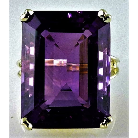 13x18 mm Natural Very Large Emerald Cut Amethyst Ring, BIG Gemstone Ring, 16 Carats February Birthstone, Handmade Item for Gift