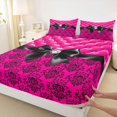 thumbnail image 3 of Manfei Cute Black Bow Fitted Sheet Full,Rustic Western Damask Bed Set,3-Piece,1 Fitted Sheet and 2 Pillowcases, 3 of 6