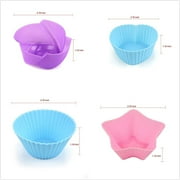 Topboutique 24 Pack Cupcake Molds Silicone Reusable Baking Cases Muffin Molds Moulds Rainbow Cups for Cakes Ice Creams Puddings,4 Shapes random colors