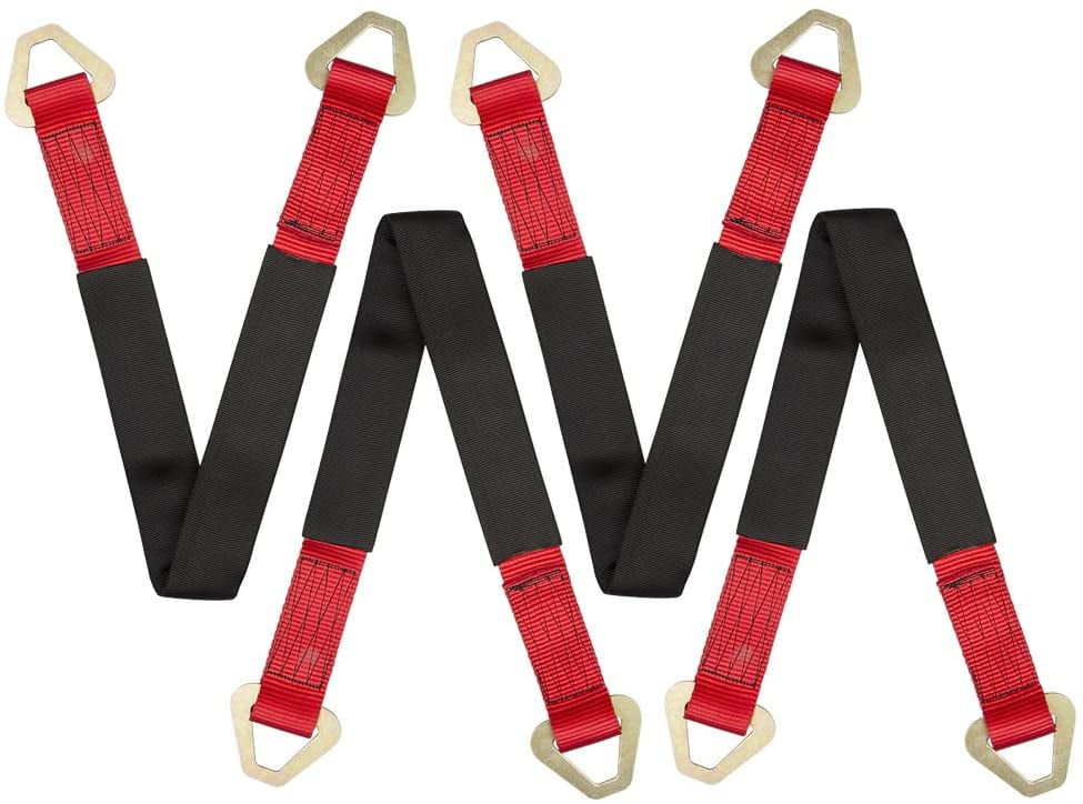 Set of 2-2"x24" Axle Straps Tie Downs Yellow 3,335lbs Workng Load Limit 