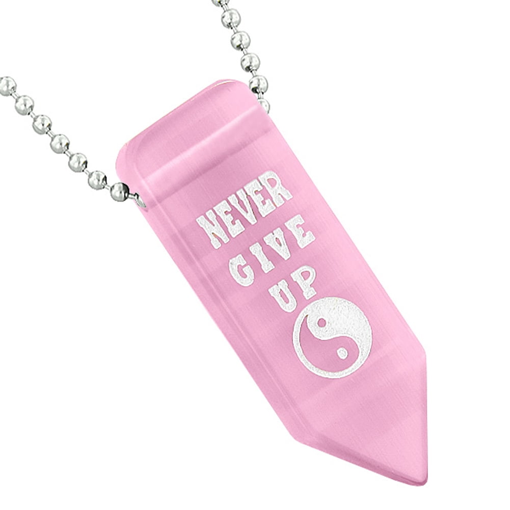 I Love You to the Moon and Back Reversible Arrowhead Yin Yang White Simulated Cats Eye 18 Inch Necklace