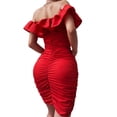 thumbnail image 4 of Gvmfive Women Bodycon Dress Sexy Off The Shoulder Pleated Party Evening Mini Dress, 4 of 8