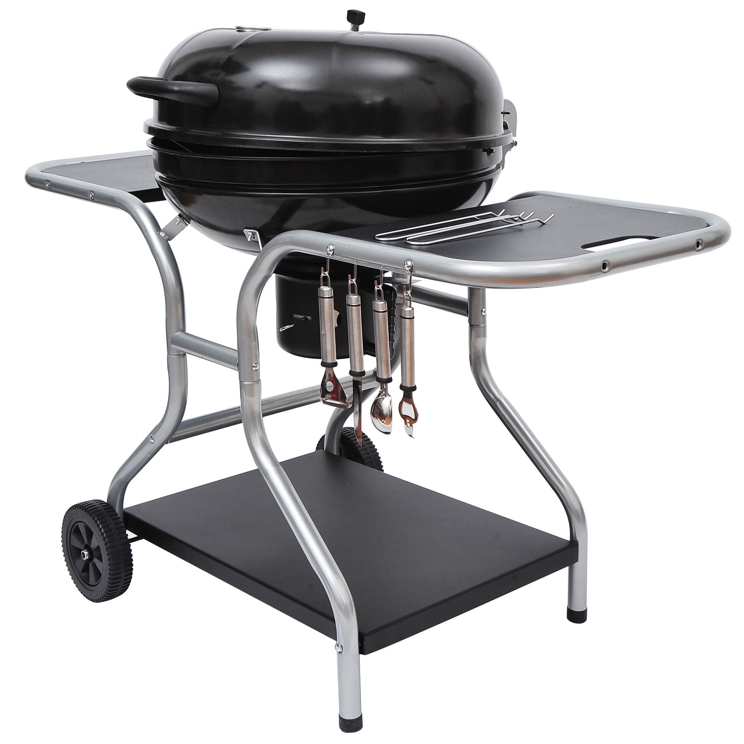 Portable Charcoal Kettle Grill Outdoor Barbecue Trolley BBQ Heat Smoker