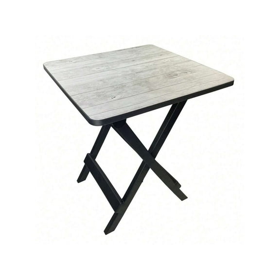 19-Inch Plastic Folding Outdoor Camp Side Table, Gray Wood Grain