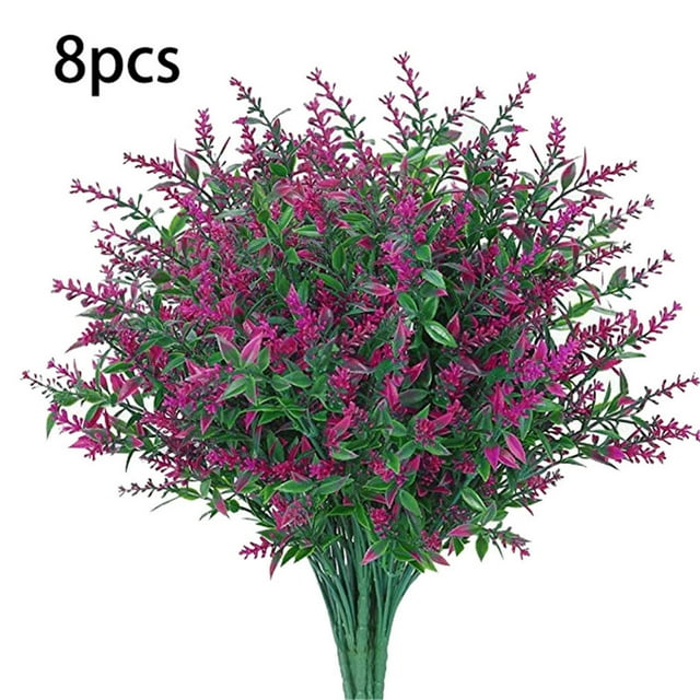 Lavanda artificial 5 ramas de plástico falso ramo de flores de simulación de boda, púrpura 2 8 piezas Scienceny HA8797-04B