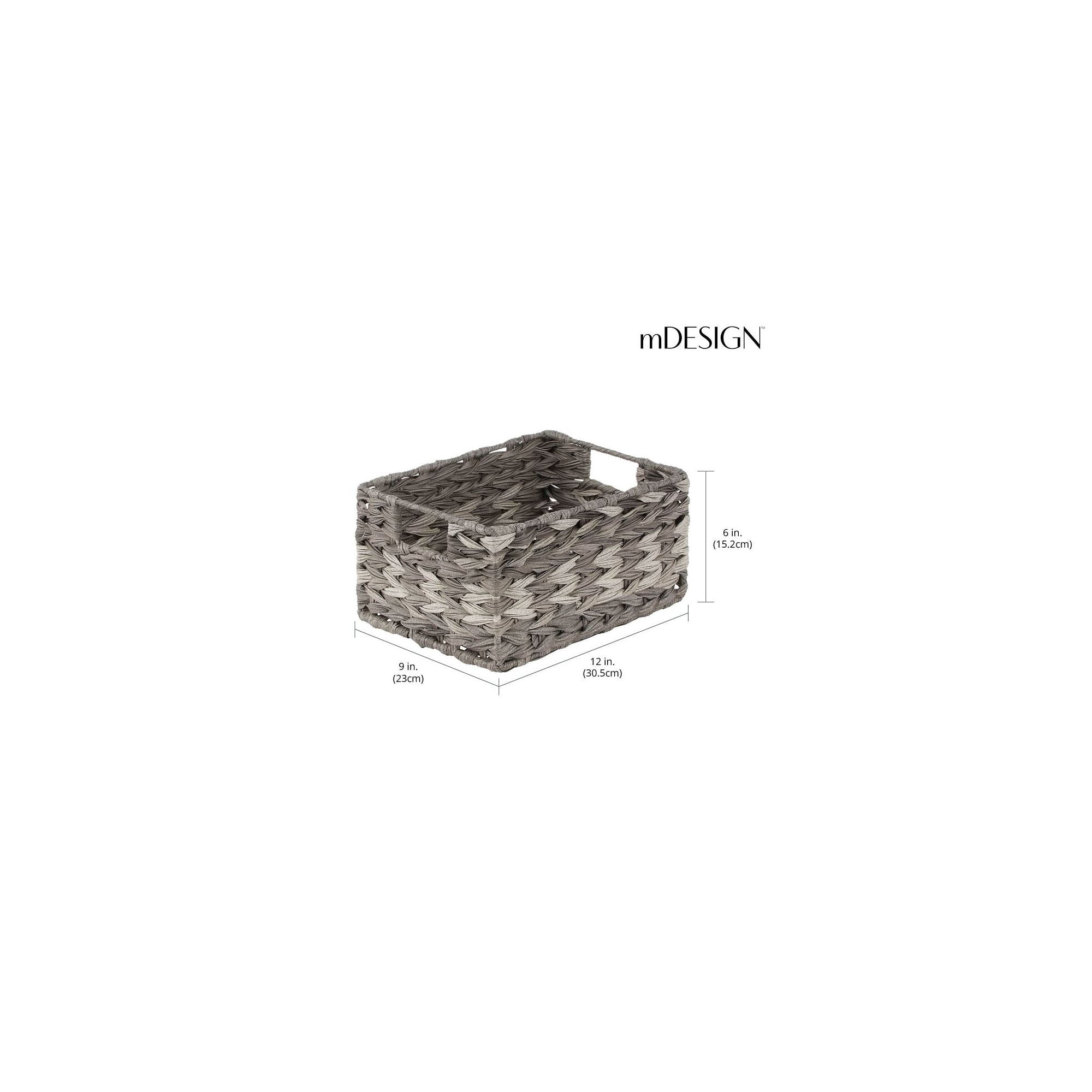 mDesign Woven Farmhouse Pantry Food Storage Bin Basket Box - 3 Pack - Gray Ombre