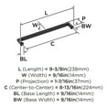 thumbnail image 5 of Amerock Balon 8-13/16 inch (224mm) Center-to-Center Matte Black Cabinet Pull, 5 of 6