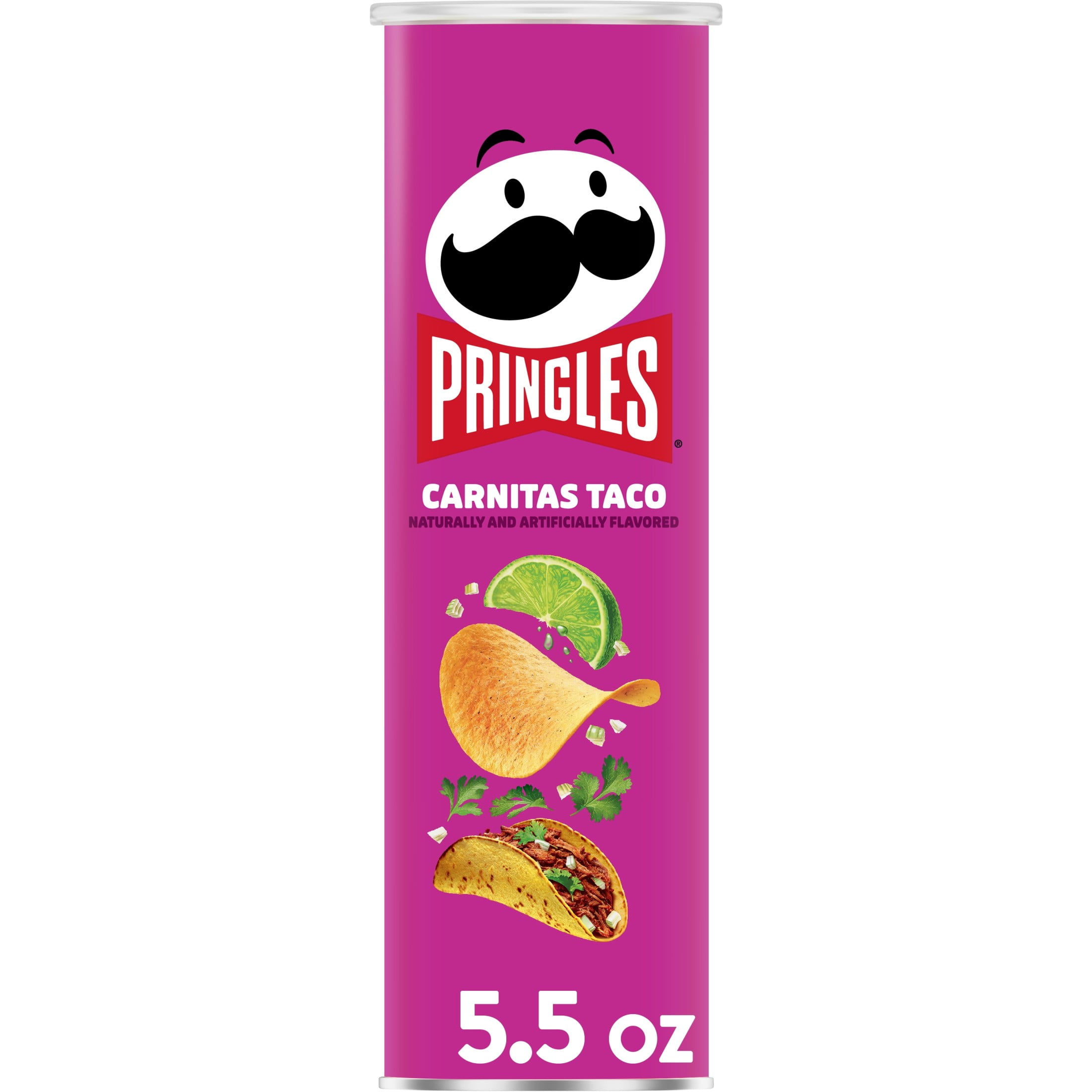 (14 pack) Pringles Carnitas Taco Potato Crisps Chips, Lunch Snacks, 5.5 oz Canister