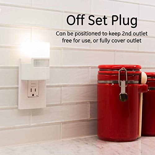 GE Motion Activated Soft White LED Night Lights, 2 Pack, Plug in, 3.63 in, 46632-P1