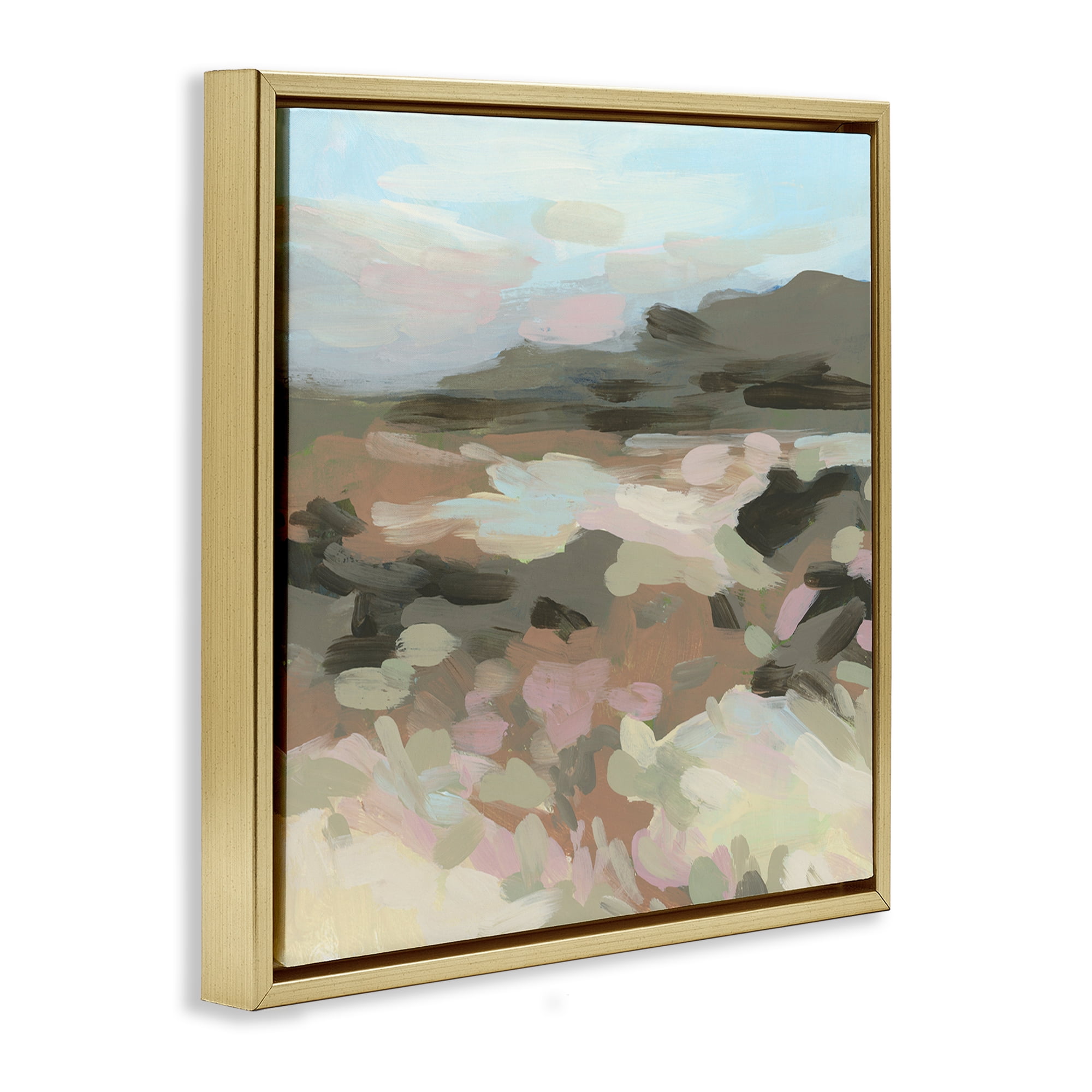 Stupell Industries Modern Brushed Landscape Landscape & Nature Painting Gold Floater Framed Canvas Art Print Wall Art, 18 x 18