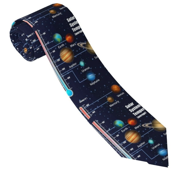 Salouo Solar System Pattern Men's Silk Ties 4.7"Necktie for Men Formal Ties Business Necktie Men's Wedding Fashion Accessory