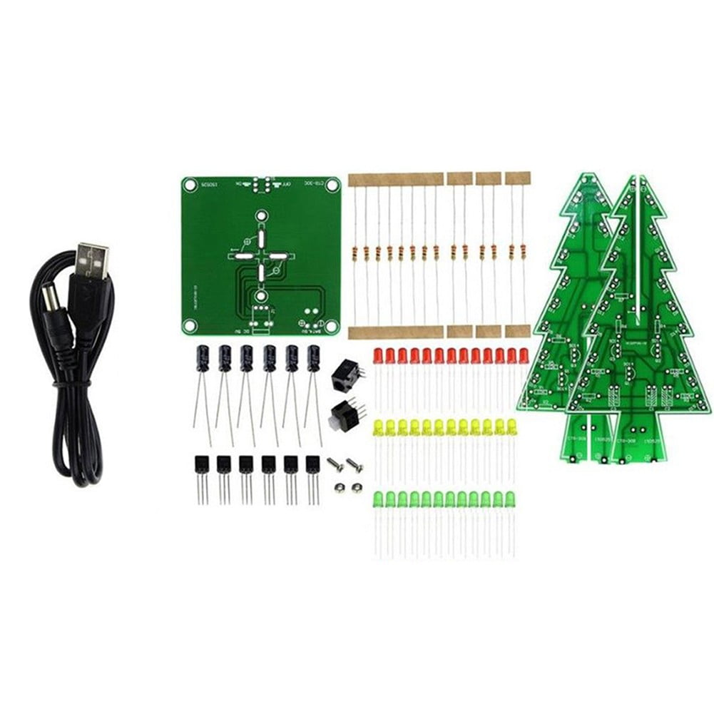 DIY 3D Led Flashing Christmas Tree Circuit Kit Glitter Electronic