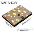 thumbnail image 3 of 9.2x6.7 inch Leather Notebook 100 Sheets, Multi-Pocket Design & Pen Loop Cartoon Candy Corn Refillable Journal Organizer, 3 of 6