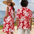 thumbnail image 3 of KUIFORTI Hawaii Matching Couple Outfits Mens Casual Shirts Hawaii Dress Men’s Hawaiian Red Hibiscus Floral Shirt 4-Way Stretch Lightweight Suitable for Everyday Casual Wear, 3 of 7