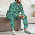 thumbnail image 7 of Naloa Sunmmer Cat Men’s Pajamas Set - Long Sleeve Button Down Sleep Shirt and Pajama Bottoms Sleepwear Set-Medium, 7 of 7