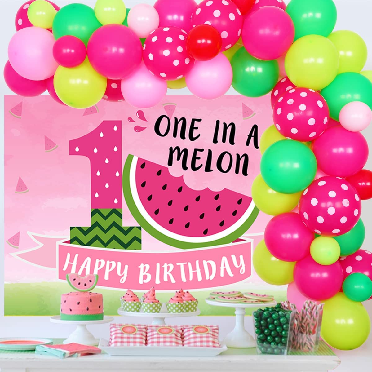 Watermelon Piñata for Kids 1st Birthday Party, Number 1 (16.5 x 10.8 x 3 in)