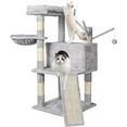 thumbnail image 1 of 38 Inch Cat Tree, Cat Tower Condo, Cat House Furniture with Hammock and a Large Sisal Scratching Board, Grey, 1 of 8