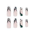 thumbnail image 4 of Uñas postizas HUOGUO, líneas blancas y negras, cabeza plana y larga x24, 4 of 4