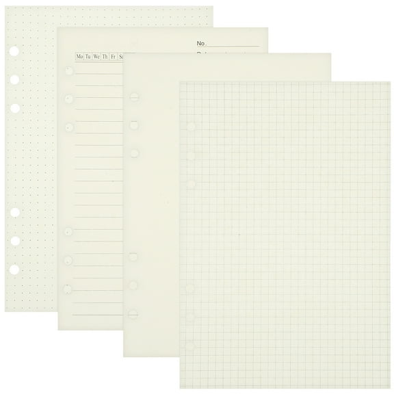 OUNONA 4-Pack A5 Planner Paper Refills, Loose Leaf Notebook Inserts, Binder Refill Sheets for Organizers and Journals
