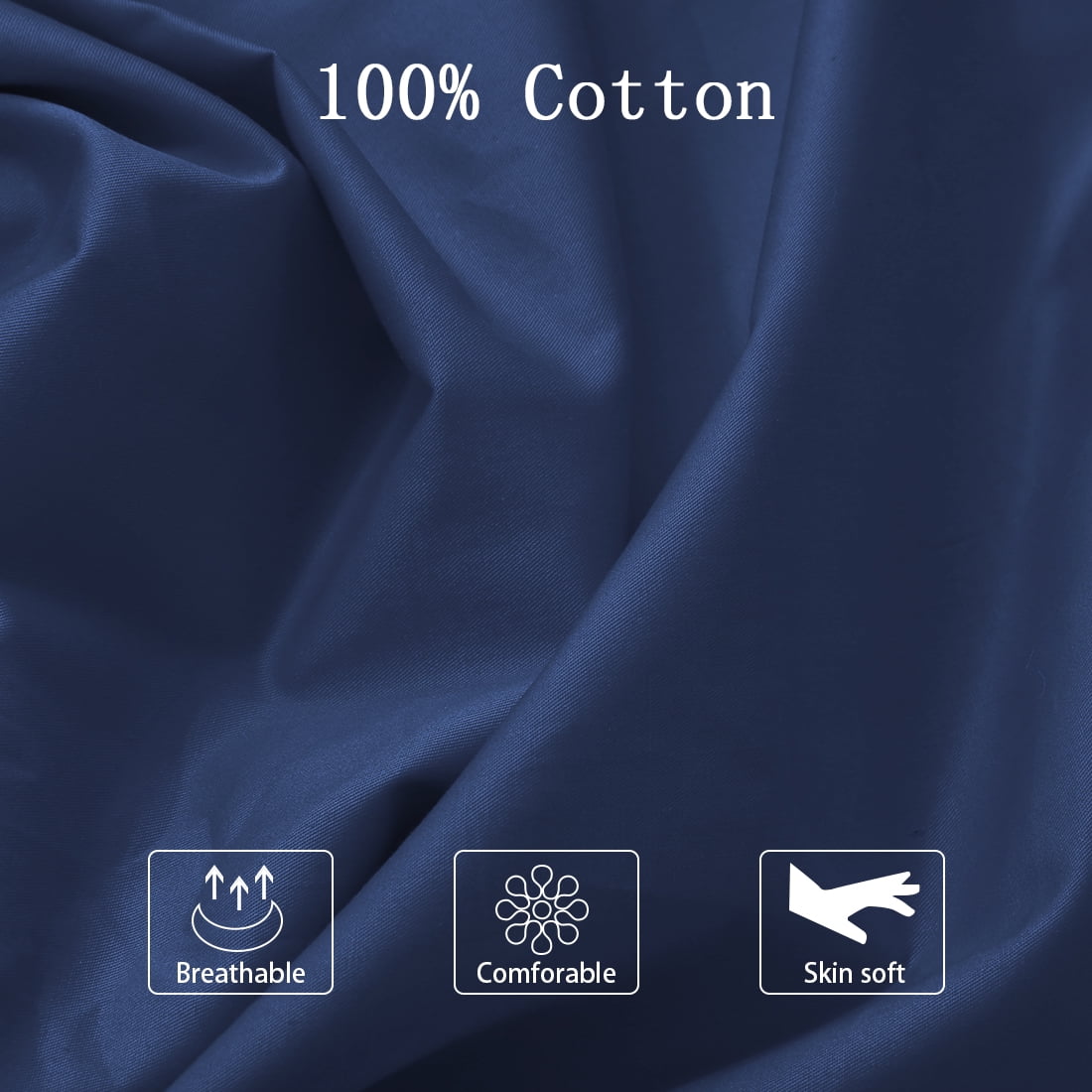 Unique Bargains Cotton Zippered Body Pillowcase Pillow Cover Navy Blue 20" x 54"