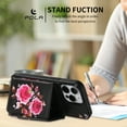 thumbnail image 4 of iPhone 14 Case Wallet for Women Girls, Floral Case with Cards Holder & Makeup Mirror Hand Wrist Crossybody Shoulder Strap RFID Blocking Purse Cover Case for Apple iPhone 14,Black, 4 of 9