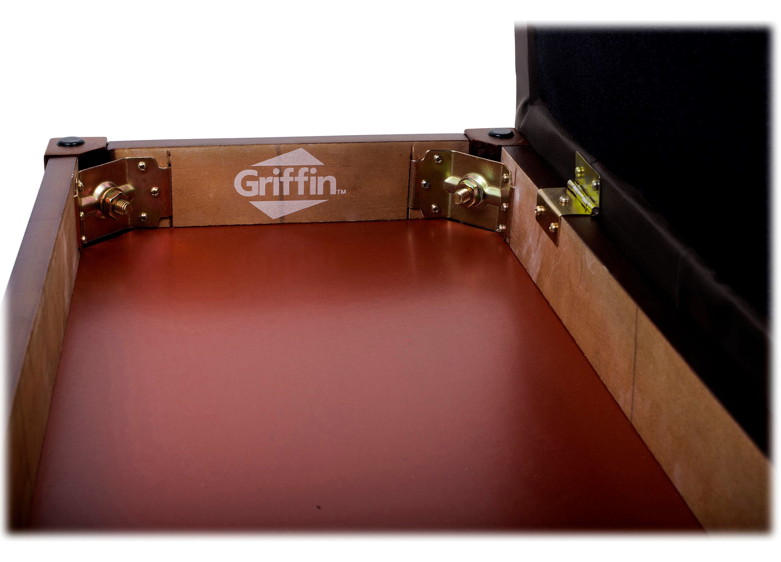 Griffin Double Brown Leather Piano Bench – Vintage Design, Heavy-Duty & Ergonomic Keyboard Stool, Comfortable Double Duet Seat & Convenient Hidden Storage Space, Perfect For Home & Professional Use