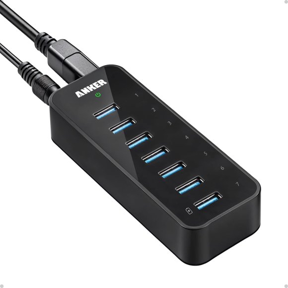 Anker Powered USB Hub for Laptop, 7 Ports USB 3.0 Data Hub, with 36W Power Adapter and BC 1.2 Charging Port for iPhone 7/6s Plus, iPad Air 2, Galaxy