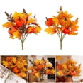 thumbnail image 5 of Halloween Artificial Pumpkin Flower Arrangement 14 inch, Faux Maple Leaf Twig Stem Floral Centerpiece for Tabletop Decor, 1 Pc, 5 of 6
