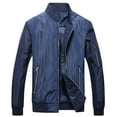 thumbnail image 2 of SWSMCLT Men's Long Sleeve Jacket Fall Zip Front Jackets Varsity Jacket Full Zip Casual Streetwear Spring Pocket Dark Blue Large, 2 of 4