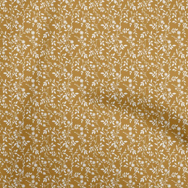 oneOone Polyester Spandex Yellow Fabric Floral Craft Projects Decor Fabric Printed By The Yard 56 Inch Wide