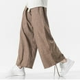 thumbnail image 5 of Xysaqa Big & Tall Men's Cotton Linen Pants Elastic Waist Cropped Trousers Lightweight Loose Capris Summer Beach Yoga Pants Plus Size 3X 4X 5X Clearance, 5 of 5