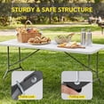 thumbnail image 3 of edx Folding Table, Outdoor Indoor Heavy Duty Portable with Carrying Handle for Camping, White,27.56"W x 70.89"D x 29.32"H, 3 of 10