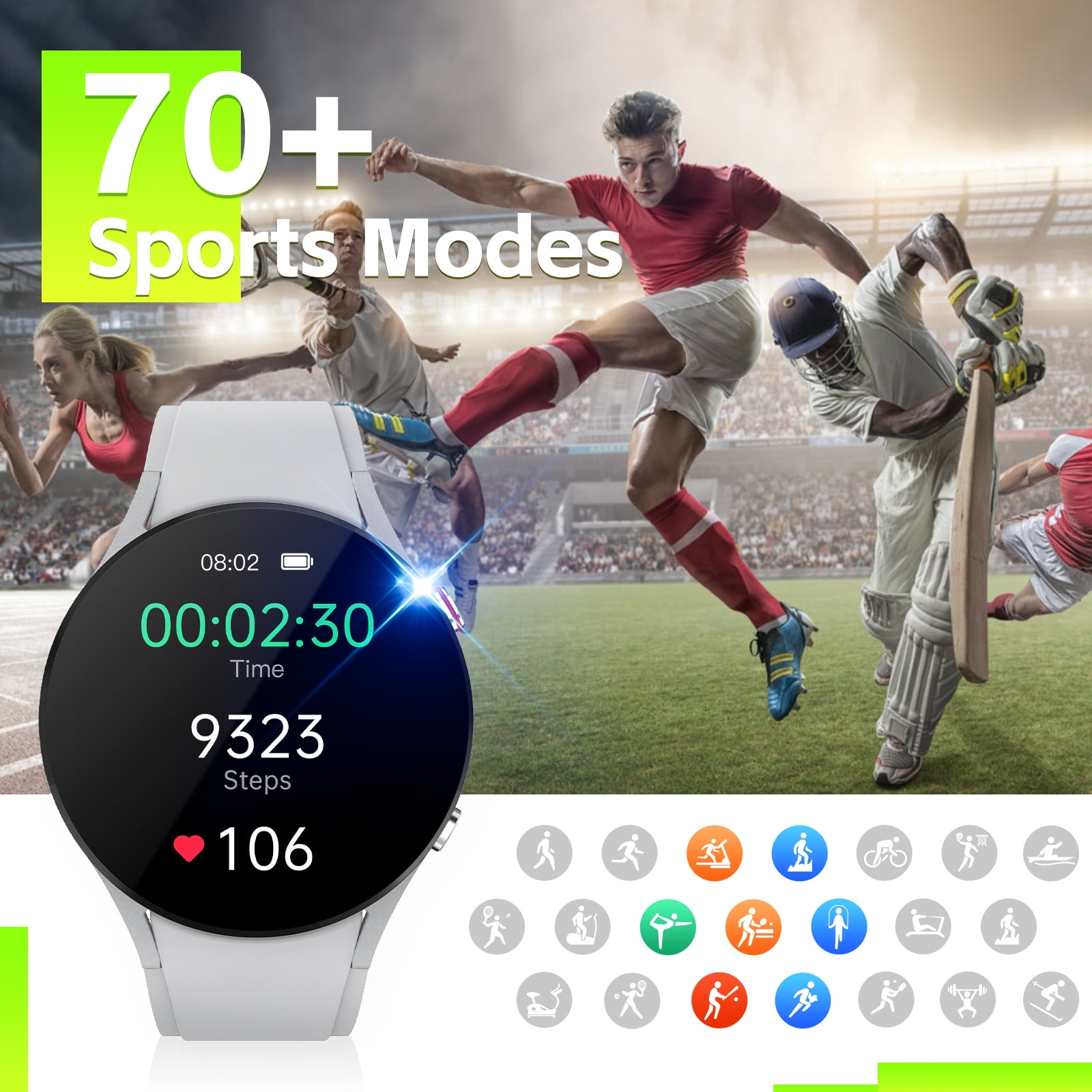 Cyberdyer 2025 New Smart Watch - Bluetooth Calling 1.32" HD Touch Screen, IP68 Waterproof Long Battery Life, Thanksgiving & Halloween Gift for Men Women (Compatible with Apple/Samsung/Android)