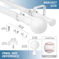 thumbnail image 3 of Urbanest Adjustable Double Curtain Rod Set Steel Ball Flat Button Finials – 1″ Front & 3/4 Back Rod With Glossy White Rod, 84–120 Inches, 3 of 6